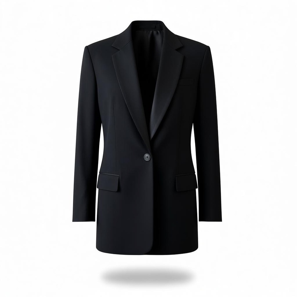 DKNY Black Tailored Blazer with Satin Tuxedo Lapels Longline Fit Size 2